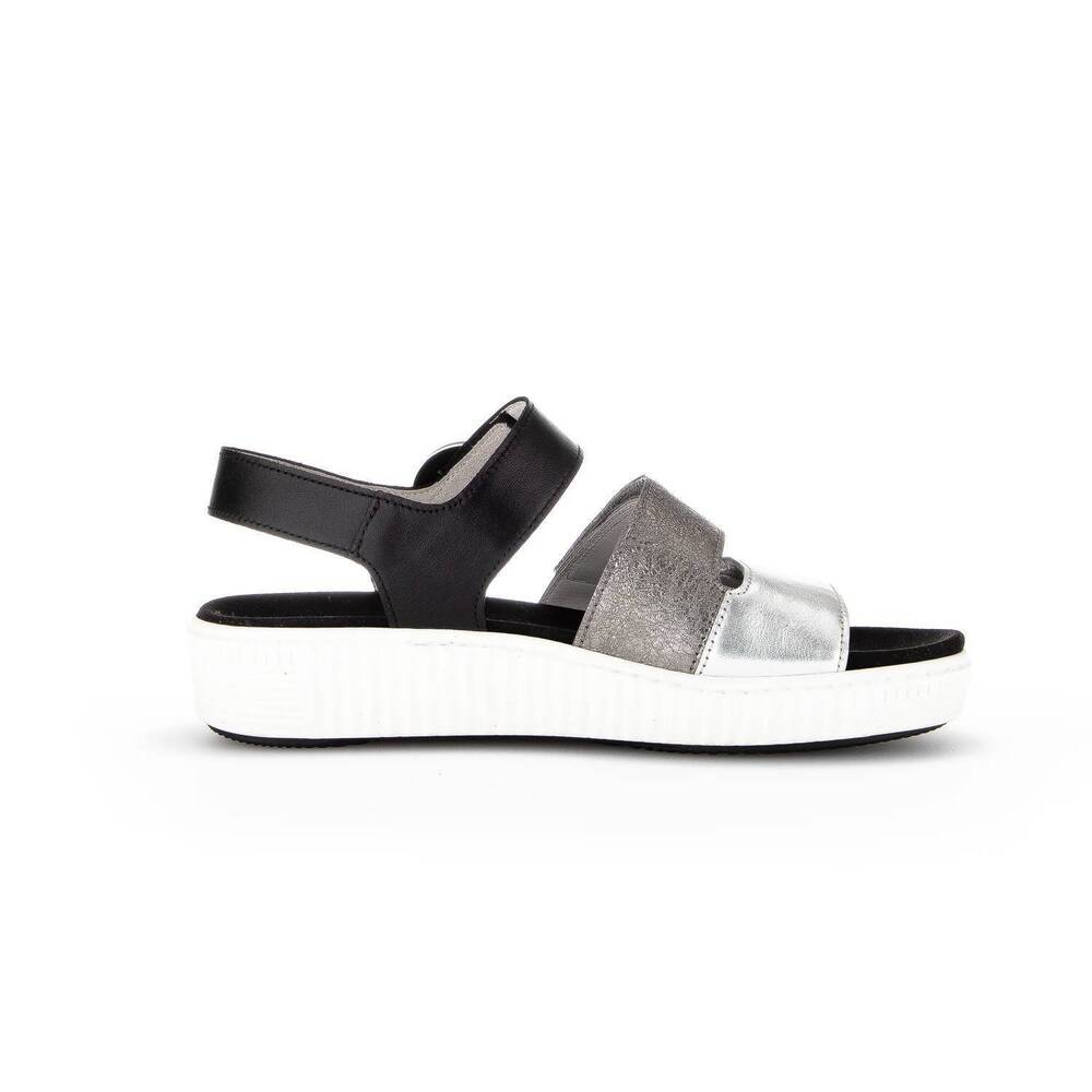 NEW GABOR women's 83.601 three strap velcro sandal in lamina/crash/foular silber